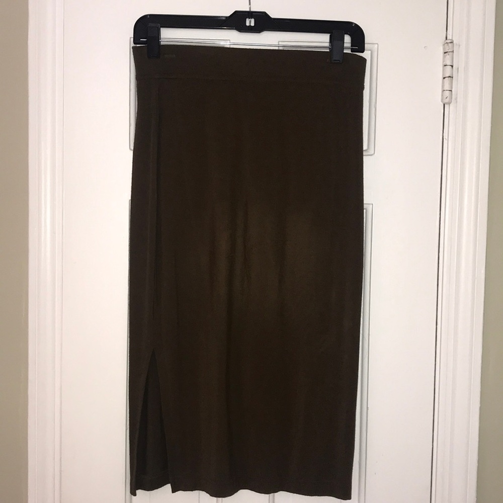 Olive green midi skirt